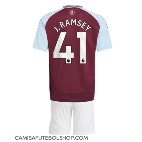 Camisa de time de futebol Aston Villa Jacob Ramsey #41 Replicas 1º Equipamento Infantil 2024-25 Manga Curta (+ Calças curtas)